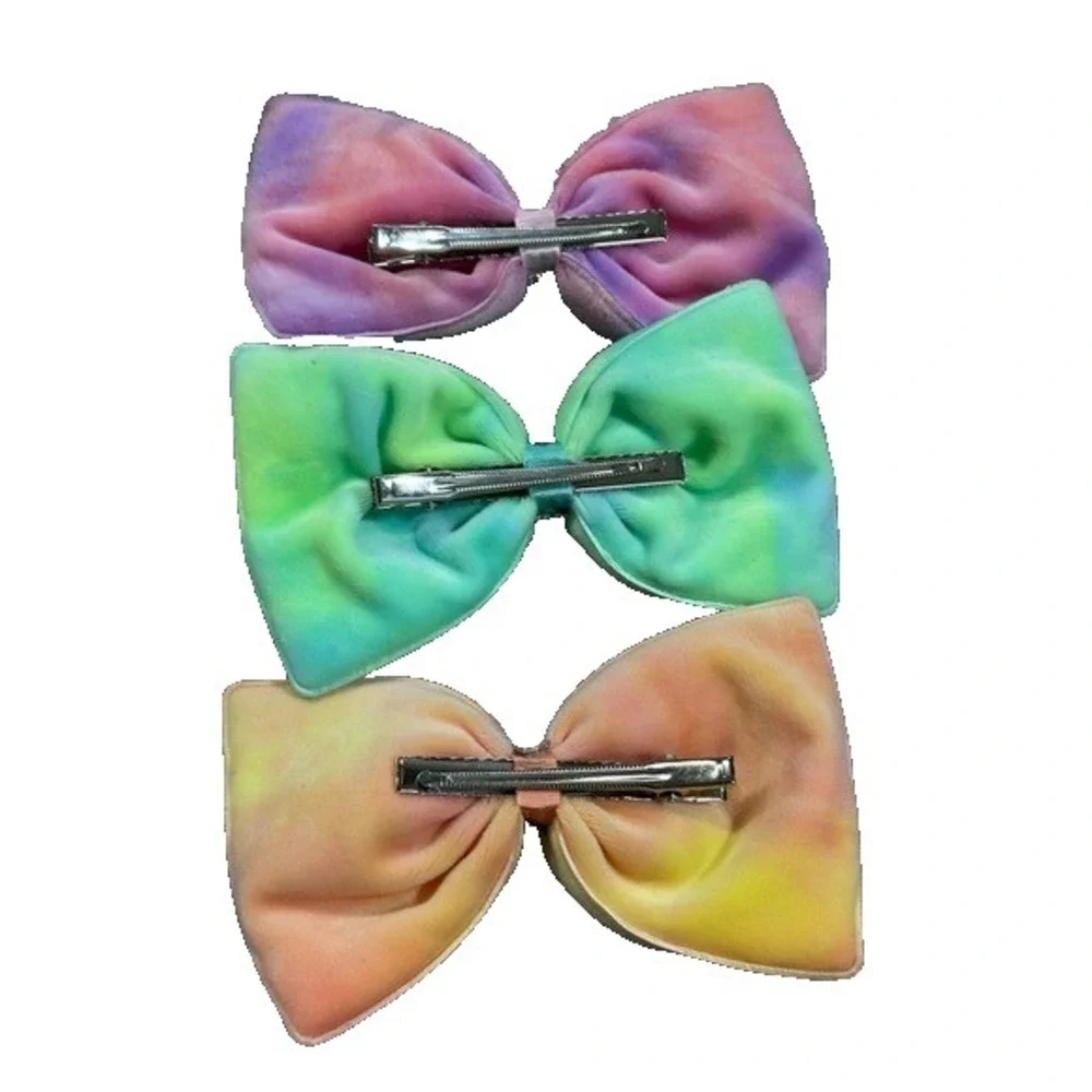 NEW‎ Hair Accessories set of 3 tie dye bow clips super soft